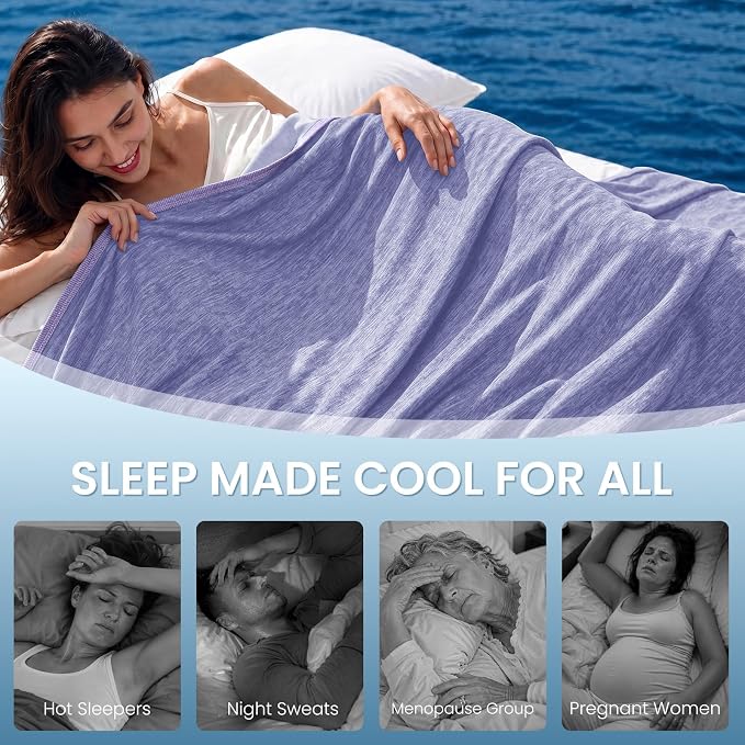 Cooling Blanket for Night Sweats Absorbs Heat to Keep Adults, Children Cool on Warm Nights, Q-Max 0.5 Cooling Blankets for Hot Sleepers, Ultra-Cool Lightweight Sofa Throw Blanket (50"x70") | Absorbs Heat Cold Summer Blanket for Night Sweats & Menopause...