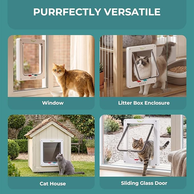 Ycozy XL Cat Doors Outer Size 11" x 9.8" 4-Way Locking Indoor Pet Door for Interior Exterior Door Wall Window, Weatherproof Cat Flap for Kittens & Dogs Easily Install