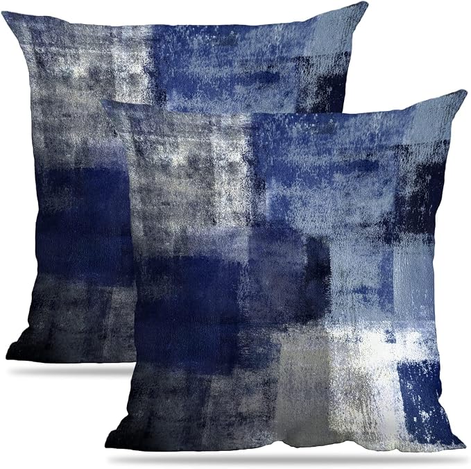 Throw Pillow Covers for Couch, 16x16 Inch, 2 Pack, Blue | Decorative Throw Pillow Covers Cushion Covers for Couch Bedroom Sofa Living Room