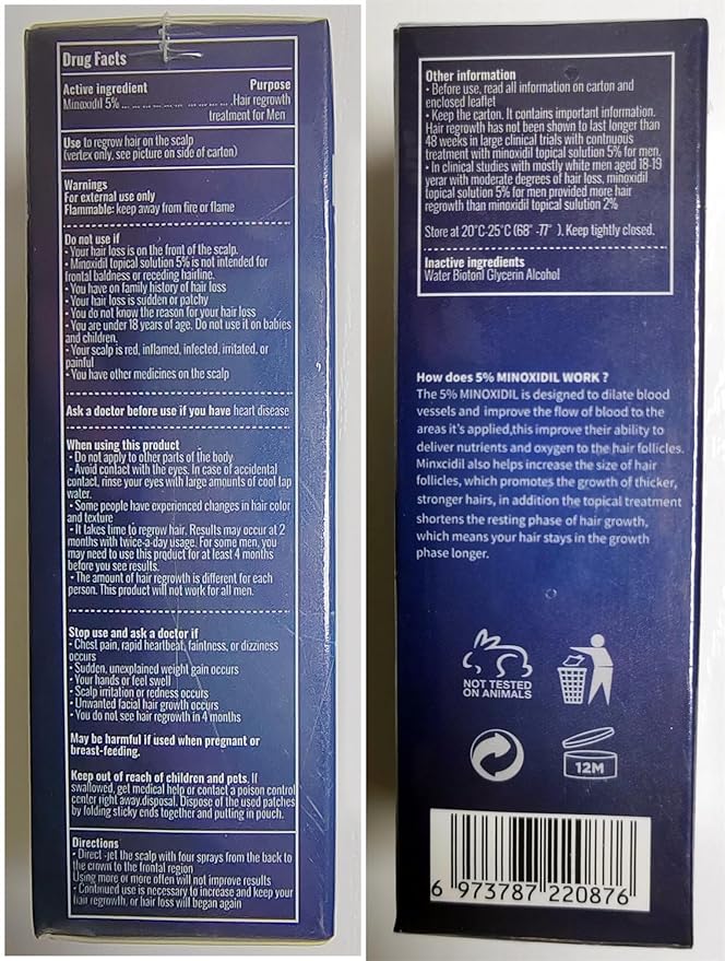 Hair Growth Serum, 5% Minoxidil, With Biotin & Glycerin, for Men's Beard & Women's Hair Regrowth, Anti Hair Loss Treatment, Make Hair Stronger Thicker Longer, 1 fl oz (30 ml)
