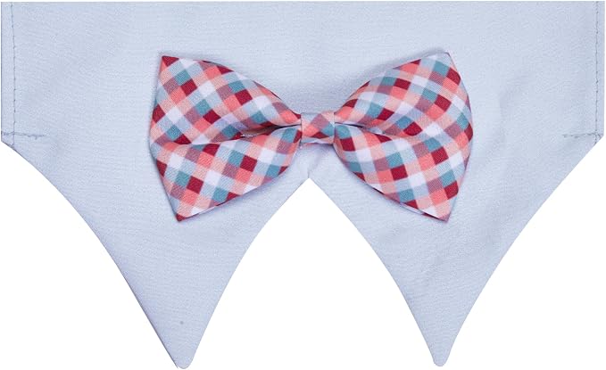 Blueberry Pet Timeless Multicolor Scottish Tartan Adjustable Dog Bandana Collar with Bow Tie, Small, Neck 12"-16"