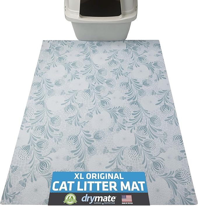Drymate Cat Litter Box Mat, Litter Trapping Mat, Light Blue, 29x36 XL | Waterproof, Urine-Proof, Absorbent, Machine Washable, Soft on Paws, Contains Mess, Protects Floors, Kitten Supplies, USA Made