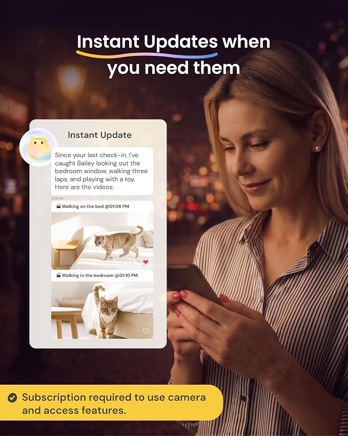 Furbo 360° Cat Camera [Paid Plan Required to Activate] | Stay connected with AI Cat & Home Safety Alerts, Auto-Tracking, Video History & 2-Way Audio. Plan Req. (3mo min)