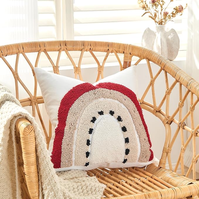 lifein 18x18 Pillow Covers-Throw Pillow Cover Tufted Boho Jacquard Pillow Covers Farmhouse Decorative Pillow Cover Pillow Cases for Gift Couch Sofa Bed Chair Living Room Home Decor