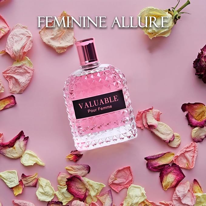 A CENTER 2PCS Perfume Set for Women - Floral Fragrance Gift Set with Vanilla,Sweet Fruity, Powdery, Woody&Musky | 3.4 Fl Oz Each Eau De Pafume(Valentine Milano,Valuable)