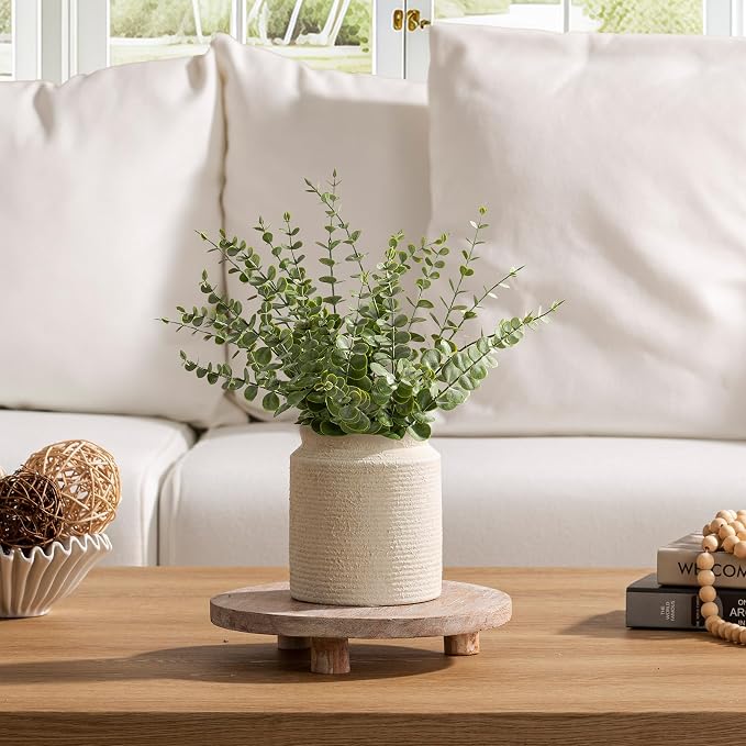 Ceramic Flower Vase 6.5 inch Farmhouse Rustic Vase for Home Decor Handcrafted Pottery Vase Small Terracotta Vases for Table Decor Fireplace Living Room Bathroom Wedding Centerpiece (S-Off White)