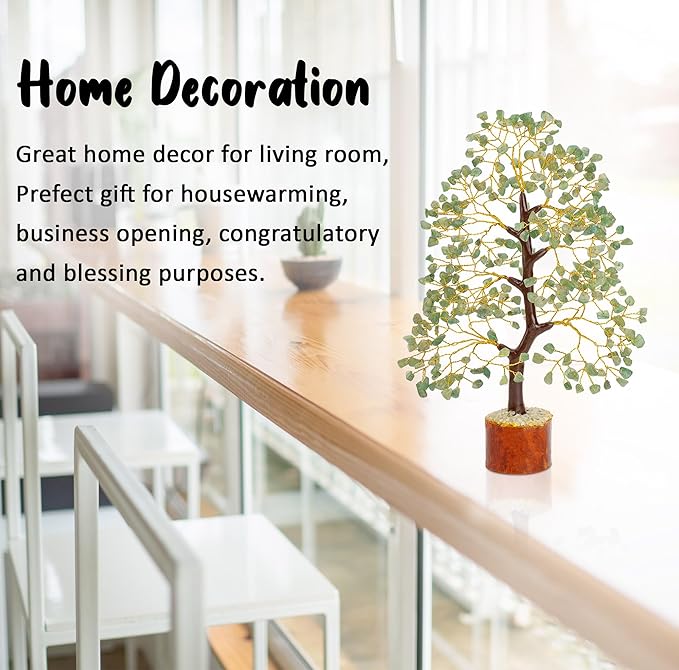 "Green Jade Chakra Tree of Life Crystal Tree for Positive Energy, Feng Shui Home Decor - Handmade Gemstone Tree, Money Tree Bonsai - Green Healing Crystals, Wealth & Good Luck Stones Spiritual Gift"