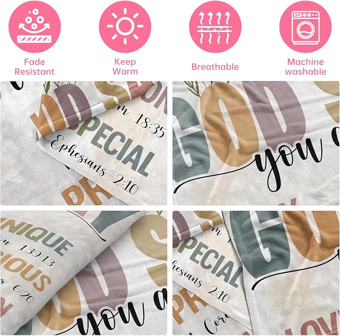 COMFAR Christian Gifts for Women Faith, Inspirational/Religious/Spiritual Gifts for Adults, Soft Throw Blankets for Women/Men, Personalized Blankets for Adults 40"x 50"