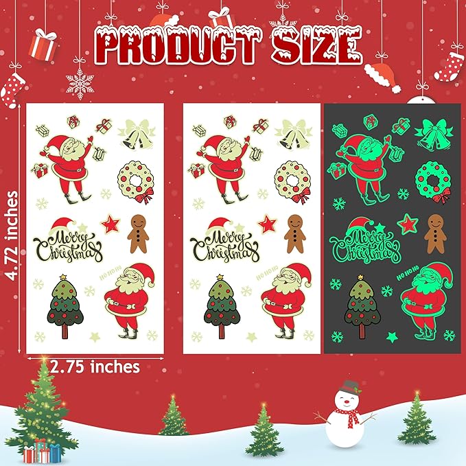 243PCS Christmas Tattoos for Kids, 12Sheets Christmas Party Favors, Luminious Xmas Tattoos Stocking Stuff, Xmas Stickers, Bulk Xmas Holiday Ugly Sweater Party Supplies Accessories Candy