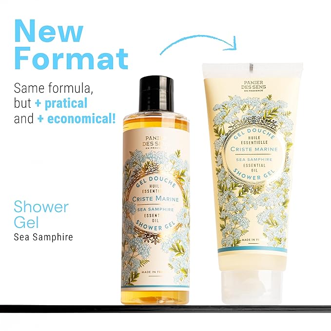 Panier des Sens - Sea Fennel Moisturizing Body Wash for Women & Men - Gentle Shower Gel with 96% Natural Ingredients for Sensitive Skin - Body Care Made in France, SLS Free, Vegan - 6.8 Fl Oz