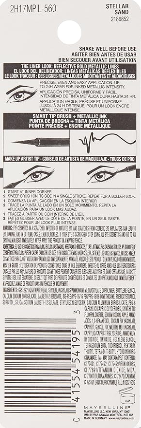 Maybelline New York Master Precise Ink Metallic Liquid Liner, Stellar Sand, 0.06 Fluid Ounce