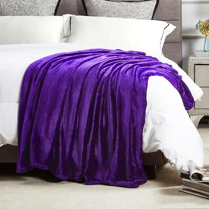DREAMNINE Extra Large Soft Comfy Fluffy Fleece Bed Blanket King Size 90" x 108", Luxury Huge Decorative Fuzzy Blanket for Bedroom, Big Cozy Shaggy Warm Flannel Blankets for Winter Autumn Pet, Purple