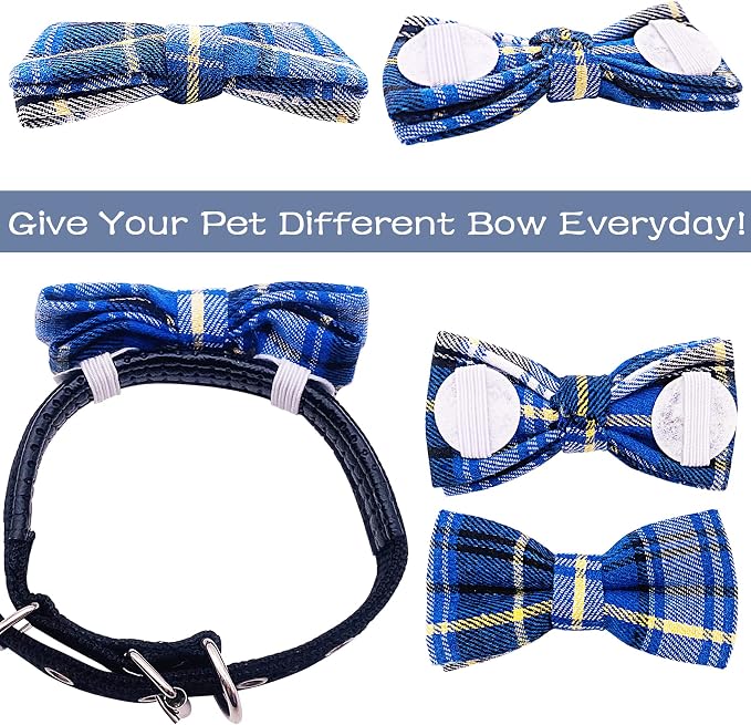 PET SHOW 8 Pack Dog Bowties Plaid for Small Dogs Slide on Collar
