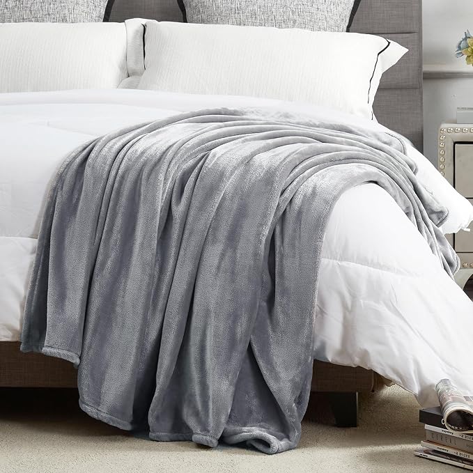 DREAMNINE Pack of 10 Soft Fuzzy Fleece Throw Blanket for Couch Sofa 50" x 60", Decorative Solid Lightweight Velvet Blankets for Chair, Cozy Accent Shaggy Plush Flannel Blanket for Bedroom, Grey