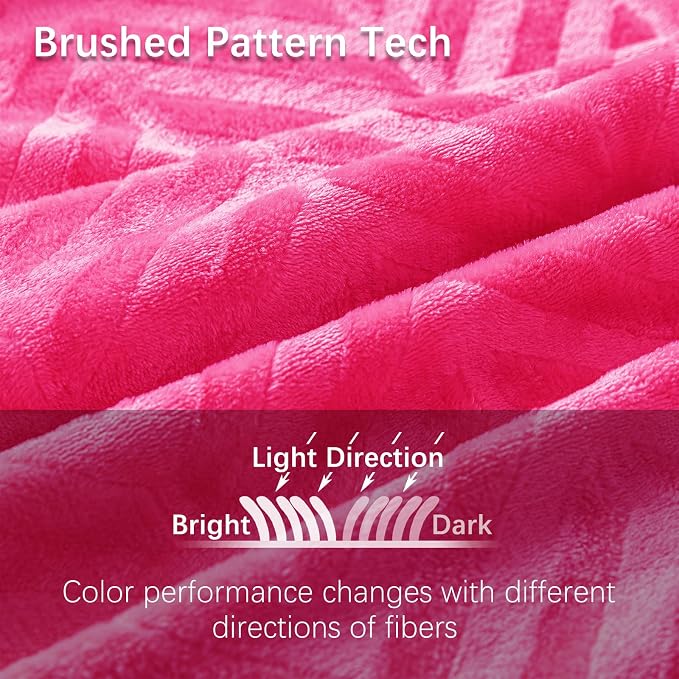 Whale Flotilla Flannel Fleece Fall Throw Blanket for Couch, Hot Pink | Lightweight Breathable Soft Sofa Throws, Plush Fluffy Chevron Design Decorative Blankets for Home Life, 50x60 Inch