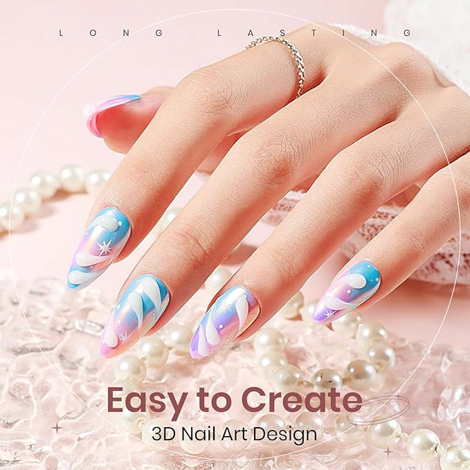 White Sculpting Gel for 3D Nail Art - 30g No Wipe Molding Gel for Charms, Rhinestone Decoration and Carving Designs