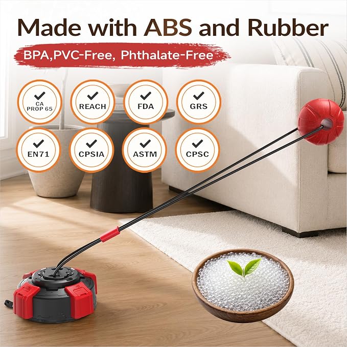 Suction Cup Dog Tug Toy Interactive Puzzle Chew Ball, Tug of War Dog Toys for Small Medium Dogs Red & Black