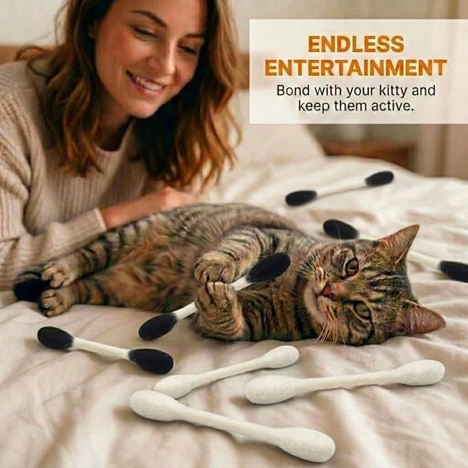 Glaciart One Swabs Cat Toys with Catnip - 6 Pk | Durable for Chew, Cute Cat Toys Interactive Kitty for Boredom, Exercise, & Play | Filled w/Organic Catnip for Anxiety & as Digestive Aid | Gift Idea