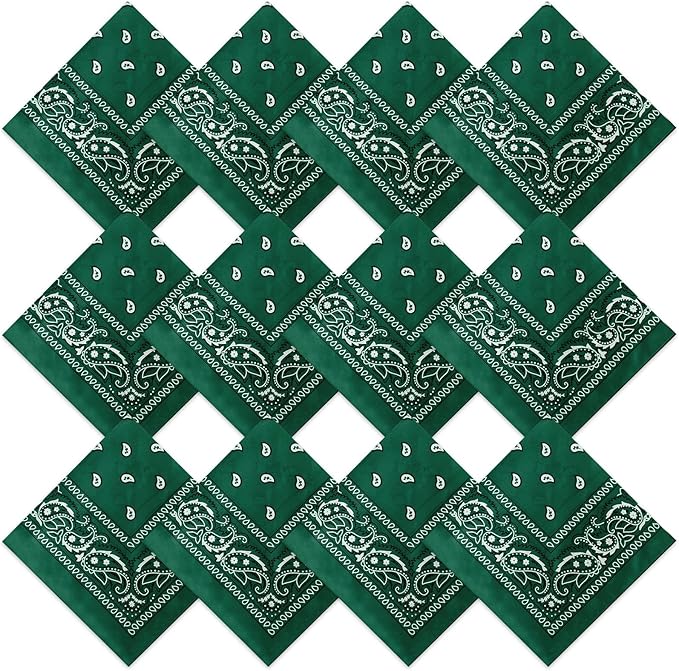 Suhine 12 Pcs Bandanas Bulk 22 x 22 Inch Paisley Headband Cowboy Handkerchief Christmas Thanksgiving Gift for Women Men