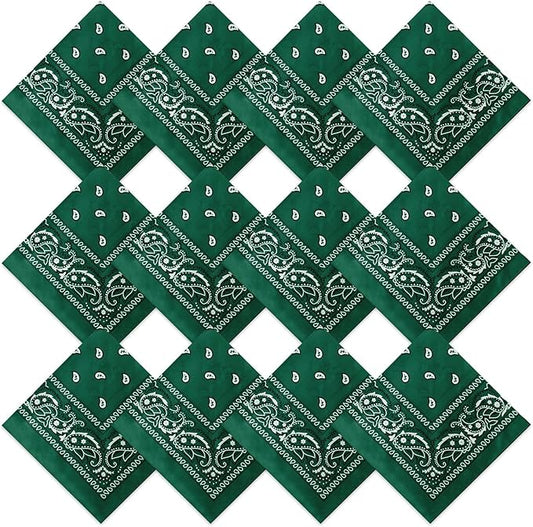 Suhine 12 Pcs Bandanas Bulk 22 x 22 Inch Paisley Headband Cowboy Handkerchief Christmas Thanksgiving Gift for Women Men