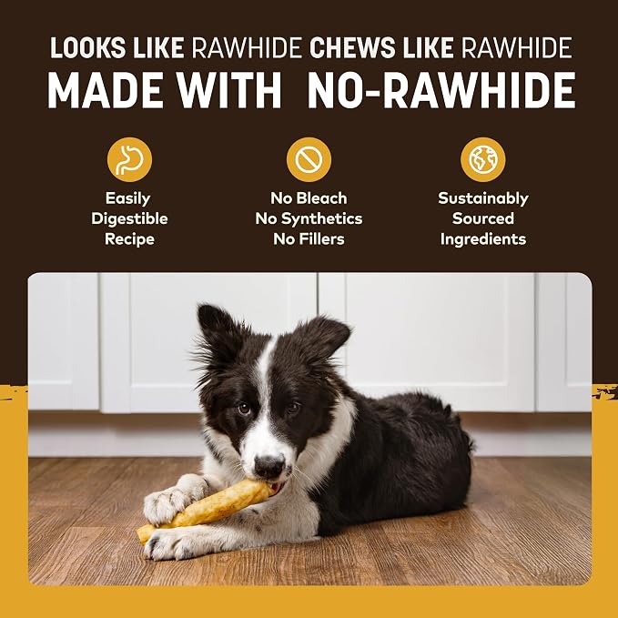 Earth Animal No Hide Dog Chews - Rawhide Free Medium 2 Count Peanut Butter | Medium Peanut Butter Flavored Natural Rawhide Free Long Lasting Dog Chews - Treats for Medium Dogs and Aggressive Chewers