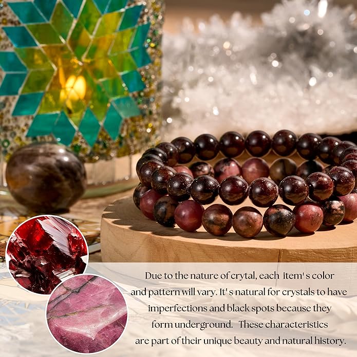 Bivei Natural Gemstone Semi Precious Healing Crystals Handmade Stretchy Round Beads Bracelet,Stocking Stuffers for Women Enhance Positive Energy