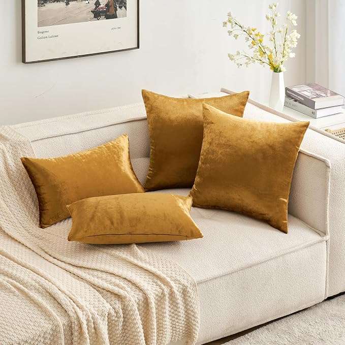 MIULEE 12x20 Inch Lumbar Velvet Throw Pillow Cover Set of 1 Dark Gold | Soft Luxury Decorative Throw Pillow Cover, Single Rectangle Cushion Case, Home Decor for Chair Couch Sofa Bedroom Car Bed