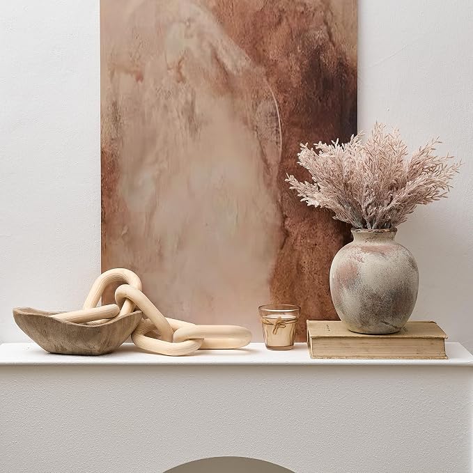 SIDUCAL Ceramic Decorative Flower Vase | 7.48 Inch Pottery Rustic Farmhouse Boho Vase for Home Decor, Table, Living Room, Bathroom, Coffee Desk, Shelf, Mantel Decoration, Wedding, Terra