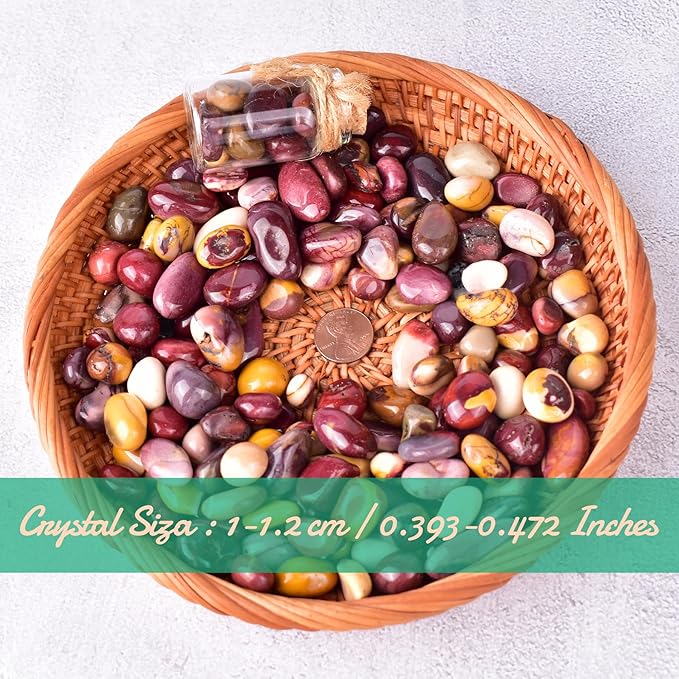 Polished Mookaite Jasper Crystal Chips Set, 0.4", 128 Pcs - Handpicked Tumbled Stones and Crystals Bulk for Healing, Reiki, Meditation, Witchcraft and Home Decor