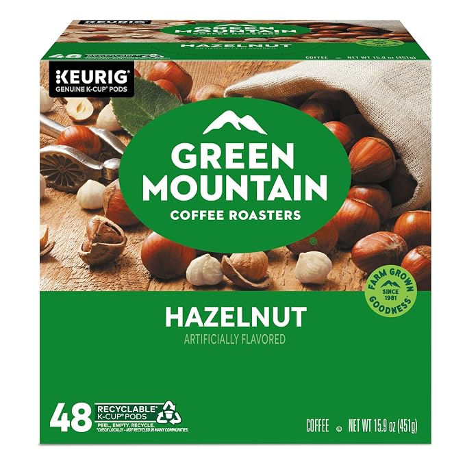 Green Mountain Coffee Roasters Hazelnut Coffee, Keurig Single Serve K-Cup Pods, Light Roast, 48 Count