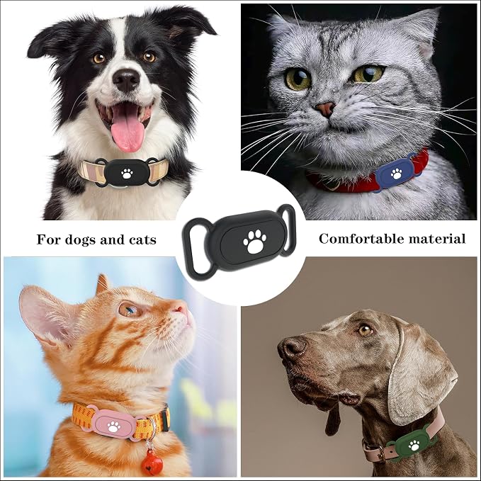 2 Pack Waterproof Dog Collar Compatible with Samsung Galaxy SmartTag2 | Silicone GPS Tracker Hidden Loop Holder for Smart Tag2, Anti-Lost Collar Tag2 Paw Case (Black Black)