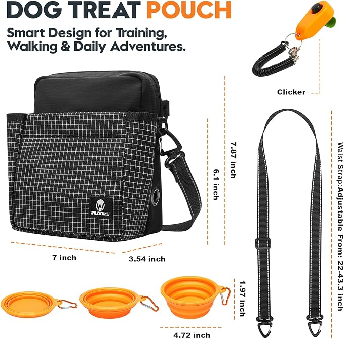 Dog Treat Pouch for Training, Magnetic Dog Walking Bag and Fanny Pack