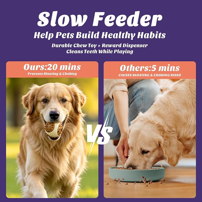 Interactive Dog Treat Dispenser Ball - Durable Puppy Puzzle Toy for IQ Training & Mental Stimulation - Rubber Slow Feeder Chew Toy for Boredom Relief & Healthy Digestion