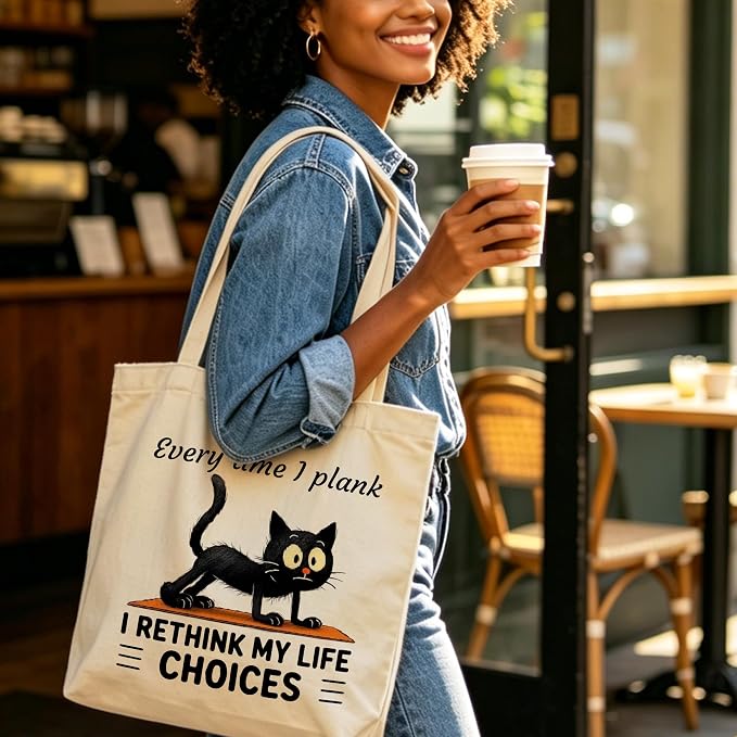 Pilates Canvas Tote Bag for Women Shopping Work Travel with Inner Pocket