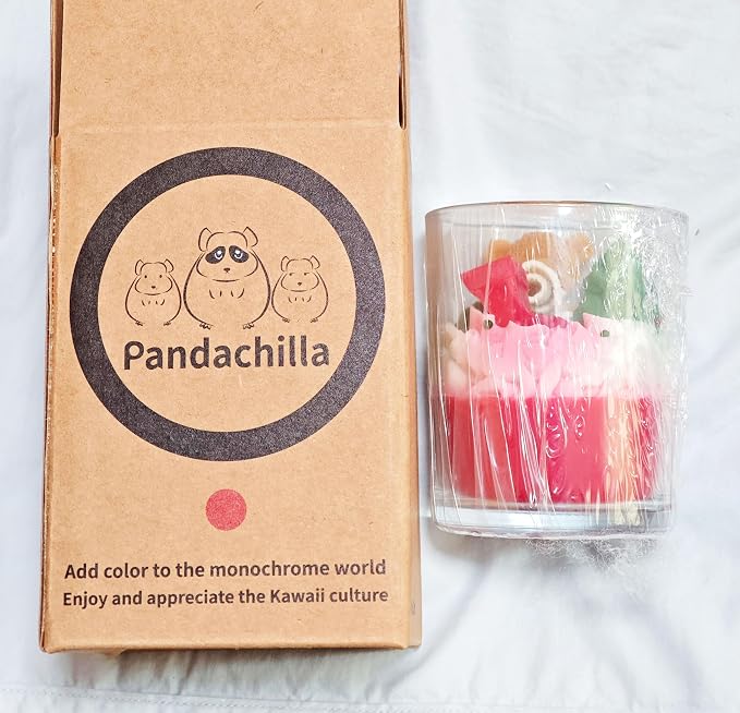 Pandachilla Aroma Candle Soy Wax Handmade Cute Dessert Series Cream Flavor Soft Smell 7.58ounces Burn time 40h (Little Bear Cup)