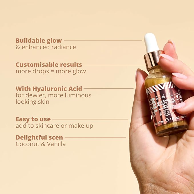 Skinny Tan Tan and Tone Self Tanning Drops for Your Face - Gradual Tan Drops Serum with Hyaluronic Acid - Transforms Skincare into Gradual Tanner - Helps Even Skin Tone and Enhance Complexion - 1 oz