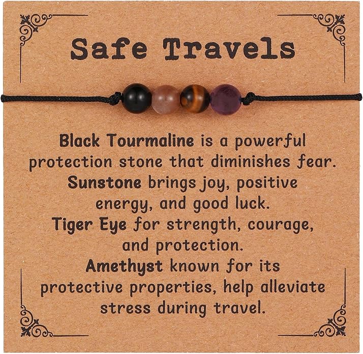 Korotho Empath Protection Bracelet Empath Bracelets Gifts for Her Natural Healing Crystal Beaded Bracelet, Tourmaline, Amethyst, Hematite, Rose Quartz, Jewelry for Best Friends Daughter Mom