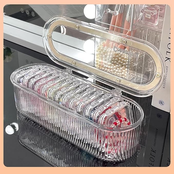 Acrylic Jewelry Storage Box - Portable Clamshell Box + 13 Small Boxes, Transparent Dust-Proof and Moisture-Proof Jewelry Finishing Box, Suitable for Bracelets, Necklaces and Earrings Storage