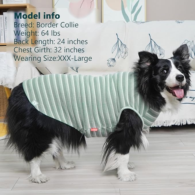 KYEESE 2Pack Waffle Dog Shirt for Large Dogs Striped Dog Sweater Tank Top | Cozy Warmth, Lightweight & Breathable, Gentle on Sensitive Skin, Stretchy & Free to Move, Comfortable Daily Wear