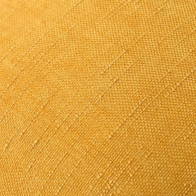 Set of 4 Soft Textured Decorative Throw Pillow Covers 16x16 Inch Cozy Farmhouse Cushion Cover Square Accent Pillow Cases for Bed Couch Sofa Living Room, Mustard Yellow