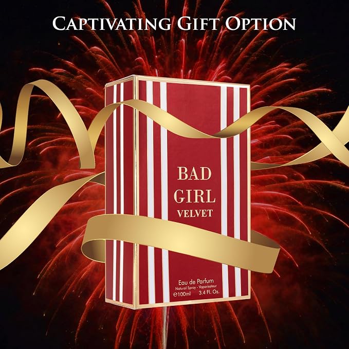 Bad Girl Velvet for Women Eau De Parfum 3.4 fl Oz- Sweet, Warm & Powdery Tone - Combination of Tonka Bean, Vanilla & Praline - Free of Paraben, Vegan & Cruelty-Free - Elegant 100ml bottle (Pack of 2)