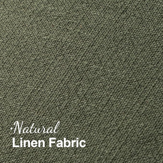 MIULEE Linen Fringe Decorative Euro Throw Pillow Covers Olive Green 28x28 | Set of 2, Cottagecore Decor, Boho Farmhouse Neutral Pillow Covers, Rustic Couch Cushion Cases for Sofa Bed Living Room