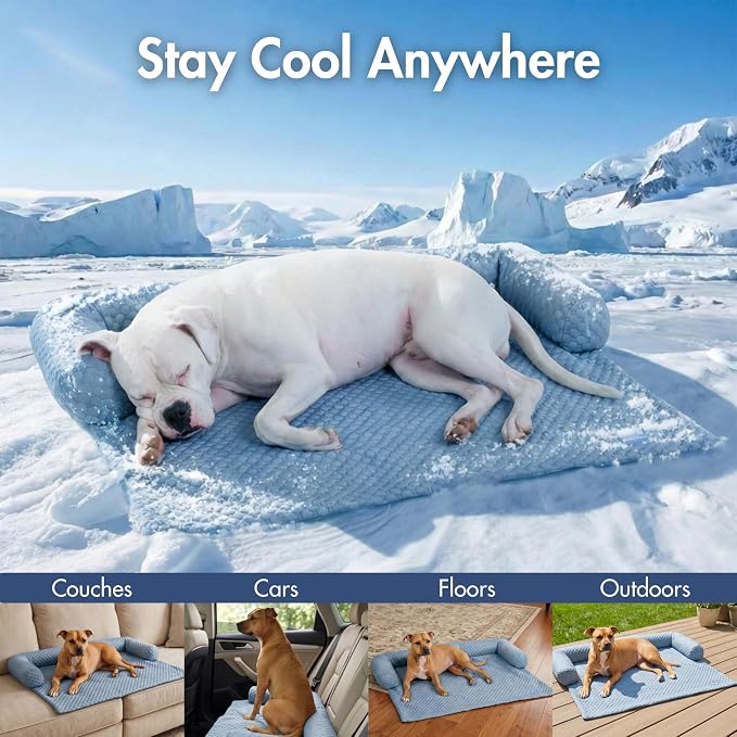 Spark Paws Cooling Couch Cover Dog Bed, Furniture Protector Mat | Non-Toxic Washable Pet Cooling Pad for Large, Medium and Small Dogs