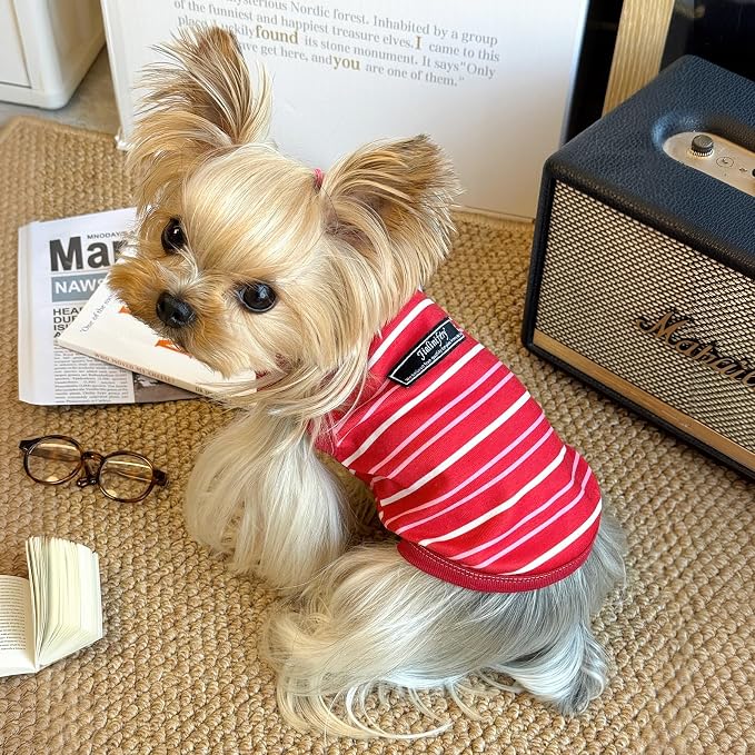 Soft Striped Dog Shirt, Cozy Warm pet Vest for Small Medium Dogs, Classic Puppy cat Clothes for Indoor Outdoor Outfits