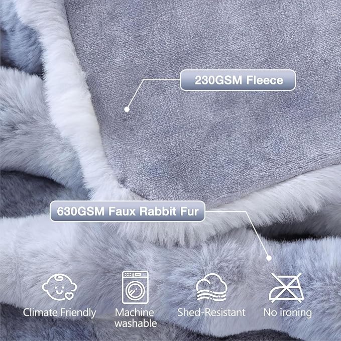 ORINOVA Tie-dye Blue Soft Comfy Throw Blanket for Couch Bedroom Faux Fur 50x60 Fluffy Blanket for Living Room Furry Bed Cozy Home Decor Gifts 860 GSM