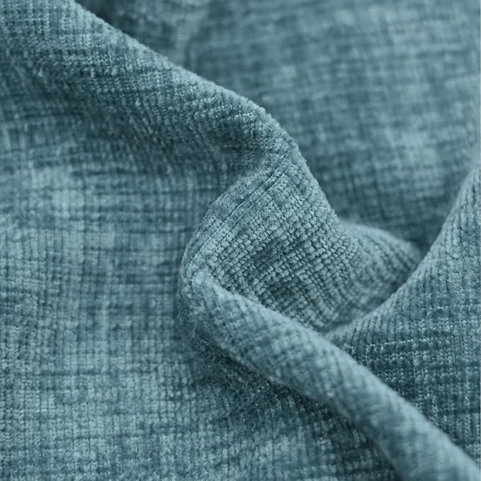 CaliTime Decorative Couch Throw Pillow Covers 22 X 22 Inches Smoke Blue | Pack of 2, Cozy Chenille Cushion Cases for Sofa Bed Living Room Farmhouse Home