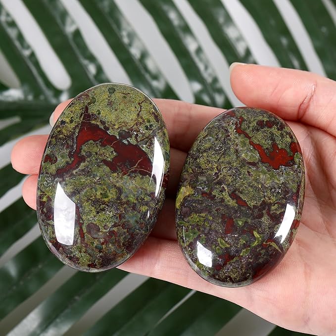 ZHIYUXI 2.4" Dragon Blood Stone Crystals and Healing Stones Gemstones Crystals and Stones Crystal Decor Energy Balancing Therapy Polished Stones Palm Stone Mediation Gifts 1PC