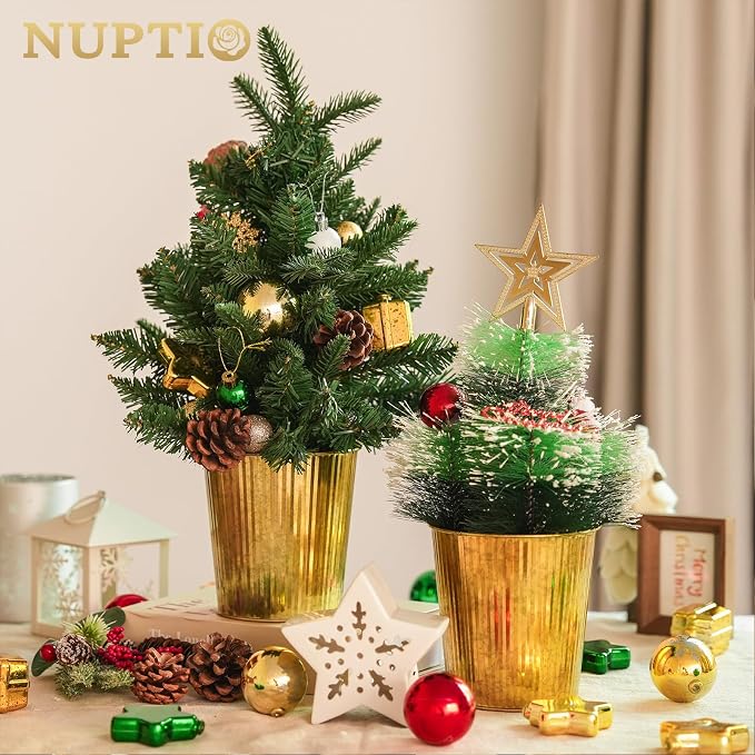NUPTIO Gold Galvanized Vases for Centerpiece, 5" Small Ribbed Vase, 12 Pcs | Rustic Metal Planter Pots, for Flowers, Wedding, Table, Home, Decor