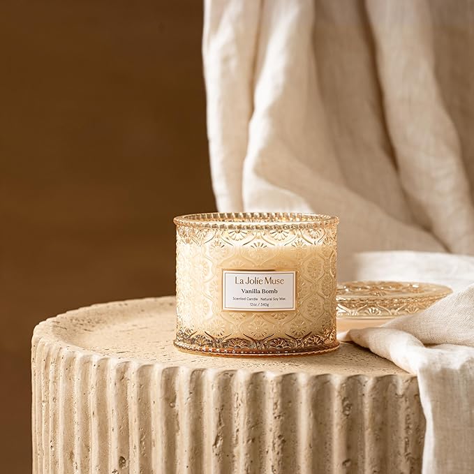 LA JOLIE MUSE Vanilla Zest Scented Candles for Home, Natural Soy, 2-Wick | Large Jar Luxury Candle, Clean Non Toxic, Gift for Women & Men, Decorative Gourmand Candles, Lemon Coconut Bergamot,12 oz