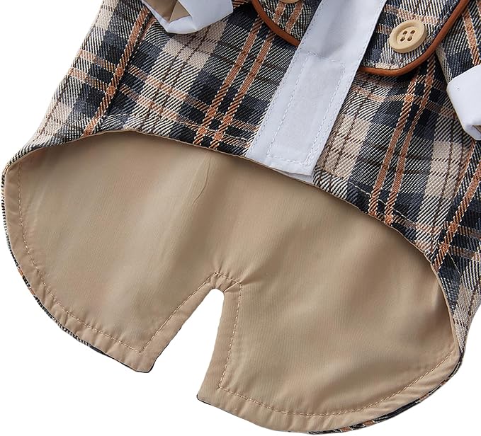 GabeFish Pets Wedding Jackets Suit for Dogs with Bow Tie Puppy Cat Formal Clothes Shirt Tuxedo (Coffee, M (Chest 15.3in/39cm))